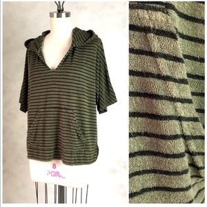 MICHAEL STARS Terry Cloth Stripe Hoodie Top @495